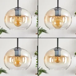 hofstein Suspension - Verre Apedo Ambre, Clair, 3 lumières