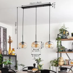 hofstein Suspension - Verre Apedo Ambre, Clair, 3 lumières