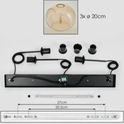 hofstein Suspension - Verre Apedo Ambre, Clair, 3 lumières