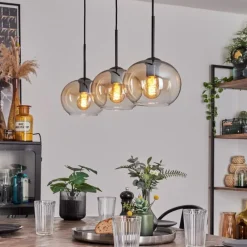 hofstein Suspension - Verre Apedo Ambre, Clair, 3 lumières