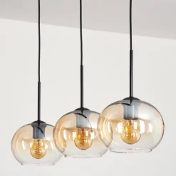 hofstein Suspension - Verre Apedo Ambre, Clair, 3 lumières