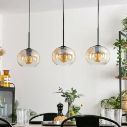 hofstein Suspension - Verre Apedo Ambre, Clair, 3 lumières