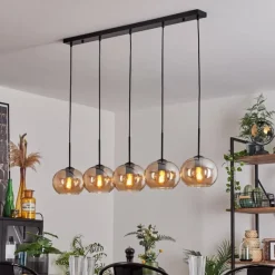 hofstein Suspension - Verre Apedo Ambre, 5 lumières