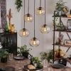 hofstein Suspension - Verre Apedo Ambre, Clair, 5 lumières