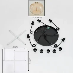 hofstein Suspension - Verre Apedo Ambre, Clair, 5 lumières