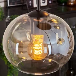 hofstein Suspension - Verre Apedo Ambre, Clair, 5 lumières