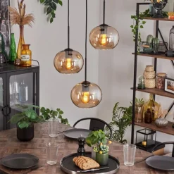 hofstein Suspension - Verre Apedo Ambre, 3 lumières