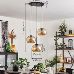 hofstein Suspension - Verre Apedo Ambre, 3 lumières