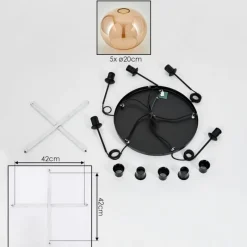 hofstein Suspension - Verre Apedo Ambre, 5 lumières