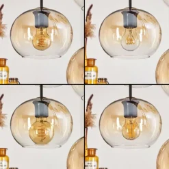 hofstein Suspension - Verre Apedo Ambre, Clair, 6 lumières