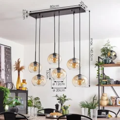 hofstein Suspension - Verre Apedo Ambre, Clair, 6 lumières