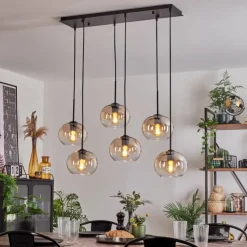 hofstein Suspension - Verre Apedo Ambre, Clair, 6 lumières