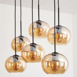 hofstein Suspension - Verre Apedo Ambre, 6 lumières