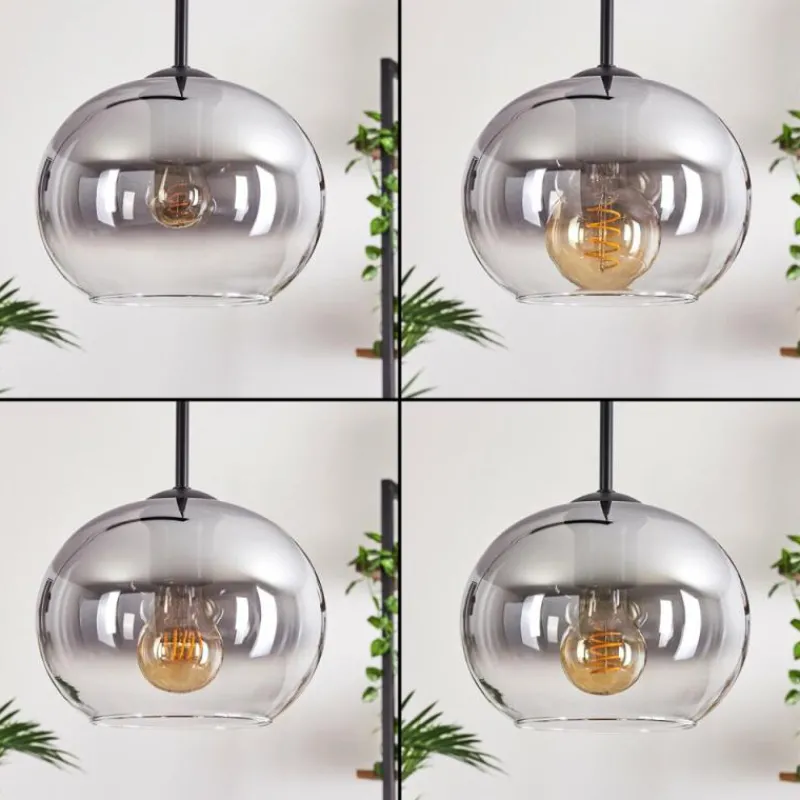 hofstein Suspension - Verre Apedo Clair, Fumé, 3 lumières