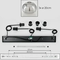 hofstein Suspension - Verre Apedo Clair, Fumé, 3 lumières