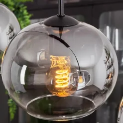 hofstein Suspension - Verre Apedo Clair, Fumé, 3 lumières