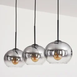 hofstein Suspension - Verre Apedo Clair, Fumé, 3 lumières