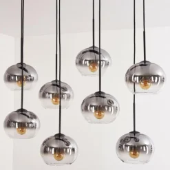 hofstein Suspension - Verre Apedo Clair, Fumé, 8 lumières