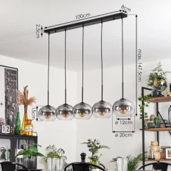 Suspension Verre Fumé-hofstein Suspension - Verre Apedo Clair, Fumé, 5 lumières