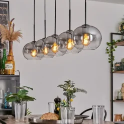 Suspension Verre Fumé-hofstein Suspension - Verre Apedo Clair, Fumé, 5 lumières