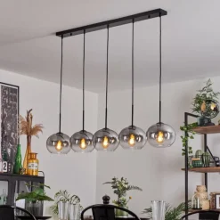 Suspension Verre Fumé-hofstein Suspension - Verre Apedo Clair, Fumé, 5 lumières