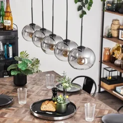 Suspension Verre Fumé-hofstein Suspension - Verre Apedo Clair, Fumé, 5 lumières