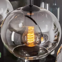 hofstein Suspension - Verre Apedo Clair, Fumé, 4 lumières