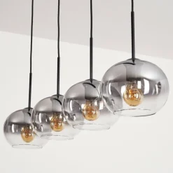 hofstein Suspension - Verre Apedo Clair, Fumé, 4 lumières