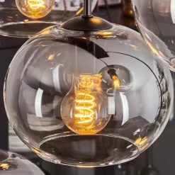 hofstein Suspension - Verre Apedo Clair, Fumé, 6 lumières