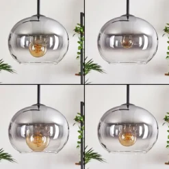 hofstein Suspension - Verre Apedo Clair, Fumé, 3 lumières