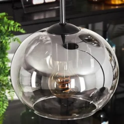 hofstein Suspension - Verre Apedo Clair, Fumé, 3 lumières