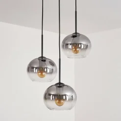 hofstein Suspension - Verre Apedo Clair, Fumé, 3 lumières
