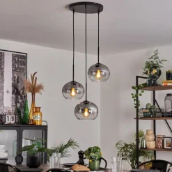 hofstein Suspension - Verre Apedo Clair, Fumé, 3 lumières