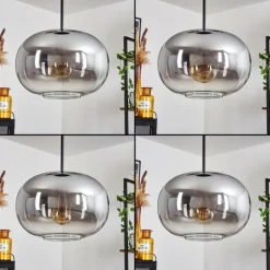 hofstein Suspension - Verre Apedo Clair, Fumé, 3 lumières