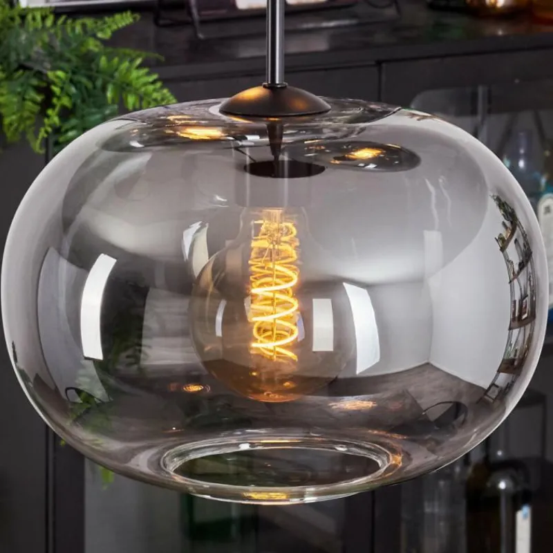 hofstein Suspension - Verre Apedo Clair, Fumé, 3 lumières