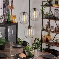 hofstein Suspension - Verre Apedo Clair, 3 lumières