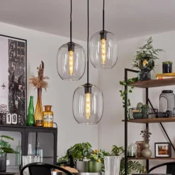 hofstein Suspension - Verre Apedo Clair, 3 lumières