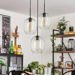 hofstein Suspension - Verre Apedo Clair, 3 lumières