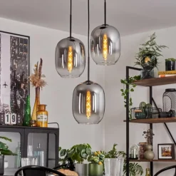 hofstein Suspension - Verre Apedo Clair, Fumé, 3 lumières