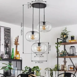 hofstein Suspension - Verre Apedo Clair, 3 lumières