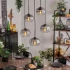 hofstein Suspension - Verre Apedo Clair, Fumé, 5 lumières