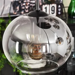 hofstein Suspension - Verre Apedo Clair, Fumé, 5 lumières