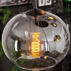 hofstein Suspension - Verre Apedo Clair, Fumé, 5 lumières