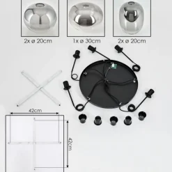 hofstein Suspension - Verre Apedo Clair, Fumé, 5 lumières