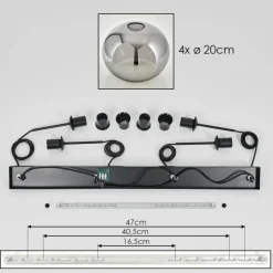 hofstein Suspension - Verre Apedo Fumé, 4 lumières