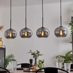 hofstein Suspension - Verre Apedo Fumé, 4 lumières