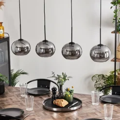 hofstein Suspension - Verre Apedo Fumé, 4 lumières