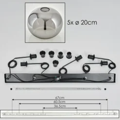 hofstein Suspension - Verre Apedo Fumé, 5 lumières