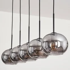 hofstein Suspension - Verre Apedo Fumé, 5 lumières