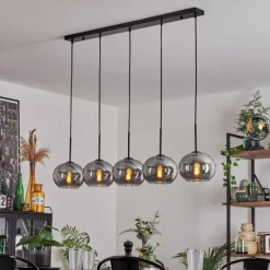 hofstein Suspension - Verre Apedo Fumé, 5 lumières